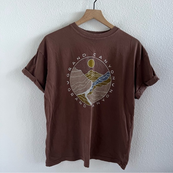 Free People Tops - Free People X Girl Dangerous Brown Oversized Grand Canyon Sunset Graphic Tee XS